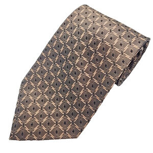 Bill Robinson Tan Patterned Silk Tie - Like New